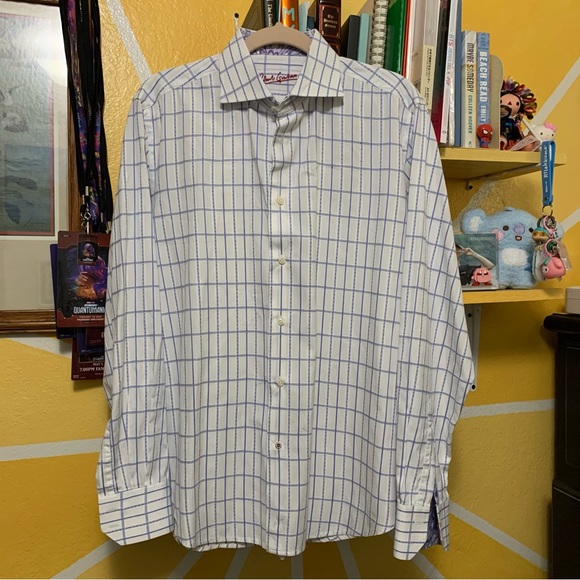 Robert Graham Other - Robert Graham White & Blue Striped Button Up Long Sleeve Size Large (42 16 1/2)